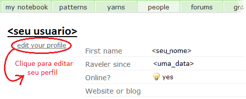 tricoemprosa.com - ravelry - como editar seu perfil