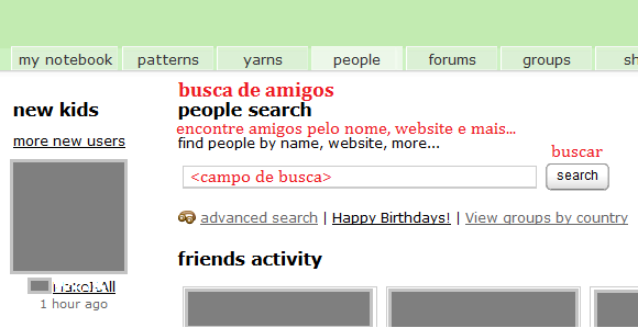 tutorial ravelry - como fazer busca de pessoas