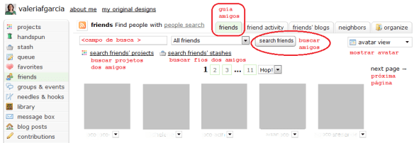 tutorial ravelry - seção de amigos