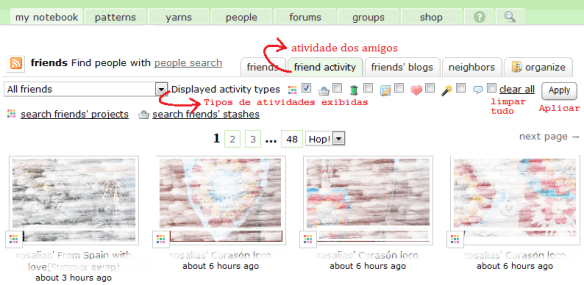 tutorial ravelry - seção de amigos